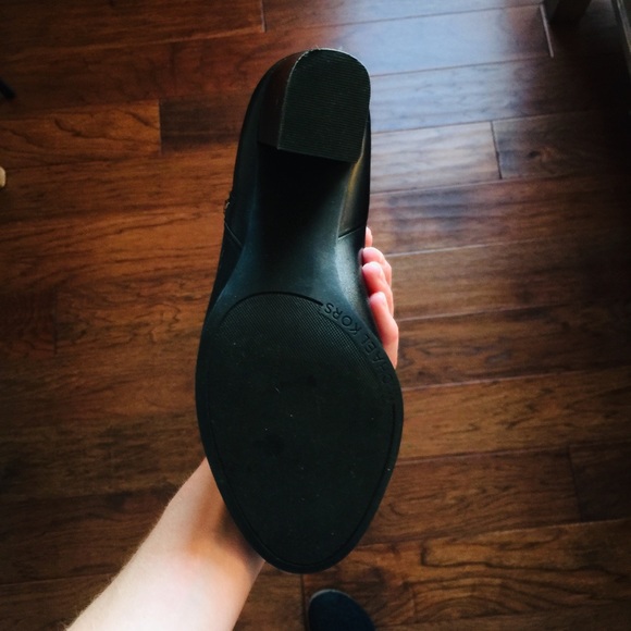 Michael Kors Black Leather Boots with Gold Accent - Picture 4 of 5